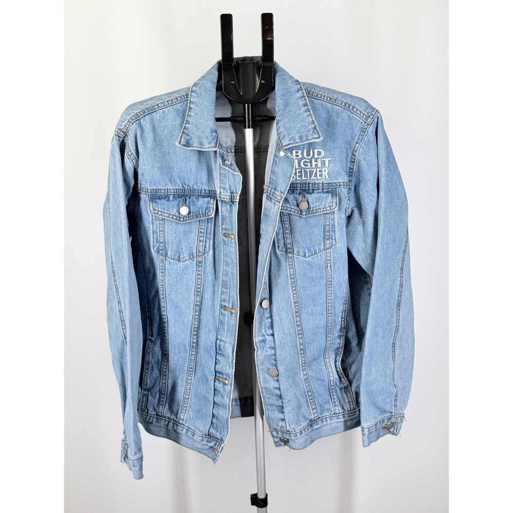 Bud Light Seltzer Denim Jacket Light Wash Blue Trucker Logo Mens Small